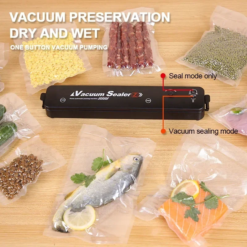 TINTON LIFE-Vacuum Sealer Packaging Machine, Household Black Food Vacuum Sealer, Free 10Pcs Vacuum Bags, 220V, 110V