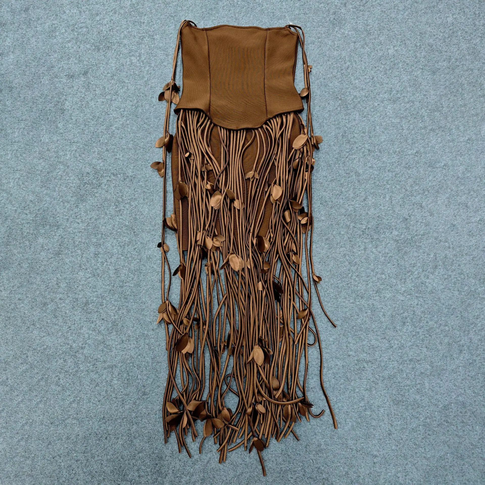 Vestido ceñido al cuerpo con borlas largas y tirantes para mujer, 5 colores, sin mangas, Sexy, para celebrar la alfombra roja, traje de fiesta de moda de noche