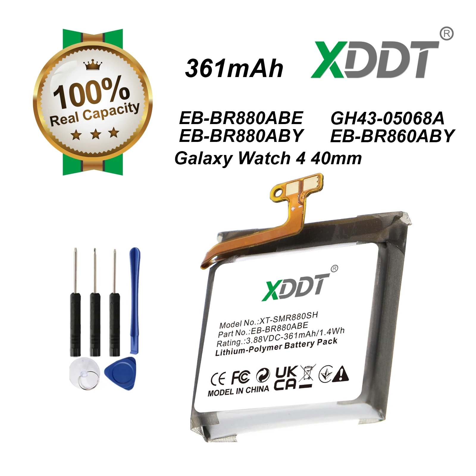 Smartwatch 361mAh Battery For Samsung  Galaxy Watch 4 40mm SM-R880 SM-R880N EB-BR880ABE EB-BR880ABY GH43-05068A EB-BR860ABY