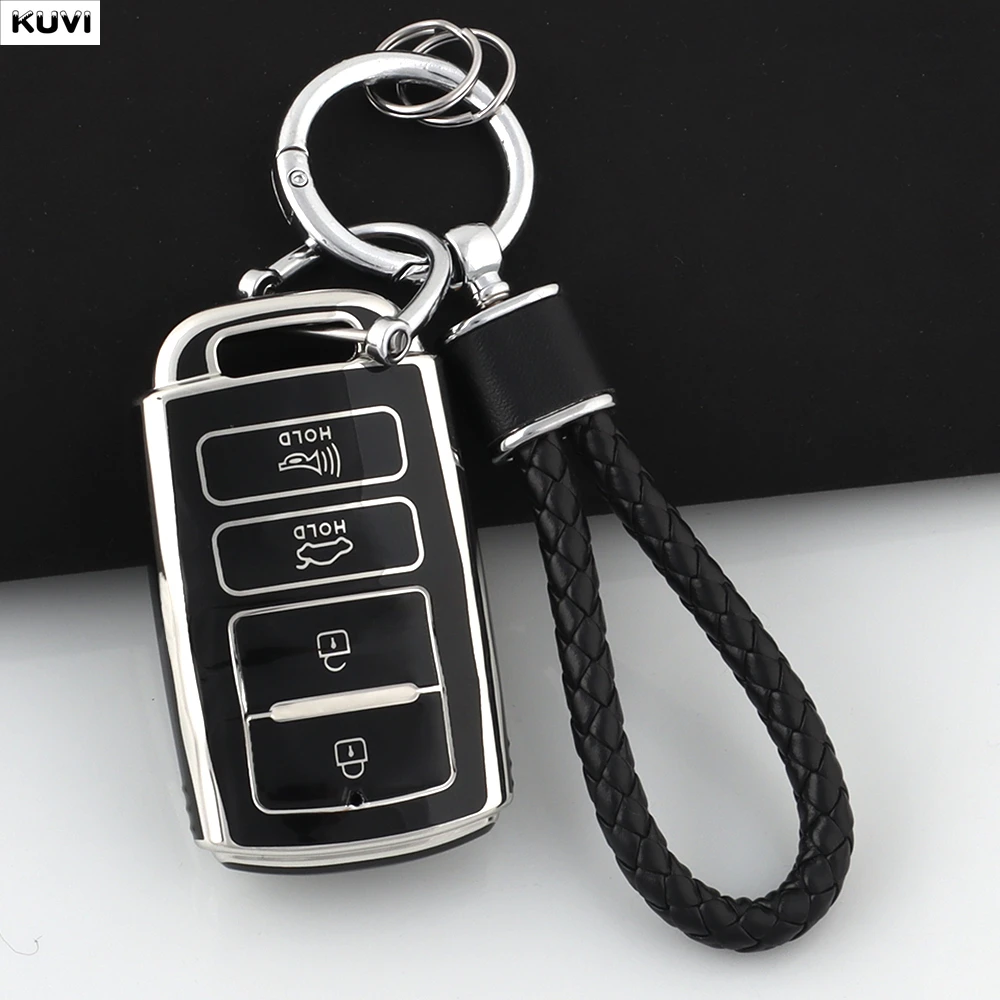 Funda para llave de coche de TPU de 4 botones, llavero con soporte para KIA Cadenza Sorento K3 K5 K7 K900 Quoris Protector 2016, accesorios para bolsa