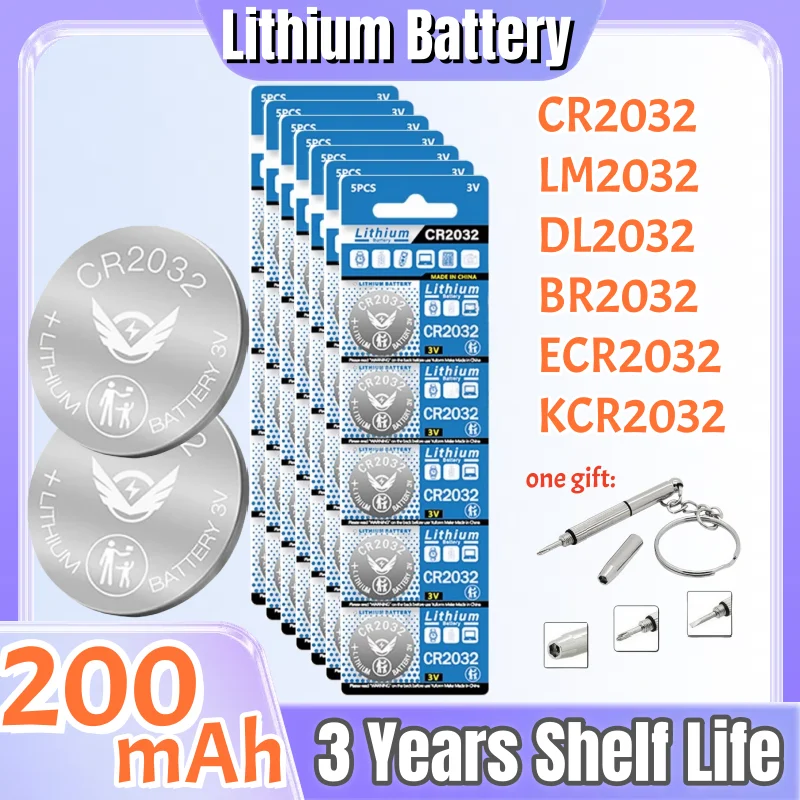 5-100 Uds CR2032 batería de botón de litio BR2032 ECR2032 LM2032 5004LC 3V pilas de reloj de pila de moneda para reloj de juguete Control remoto
