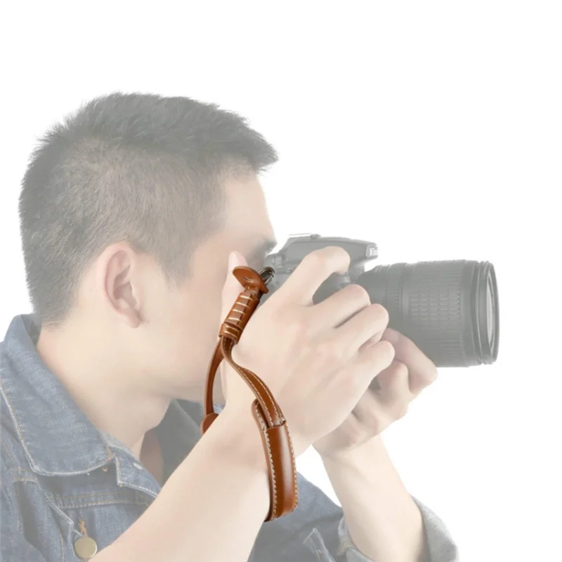 Vhod pro SLR kůže zápěstí řemen digitální kamera proti ztracení a proti pádu ruka řemen fotografie accessories-brown