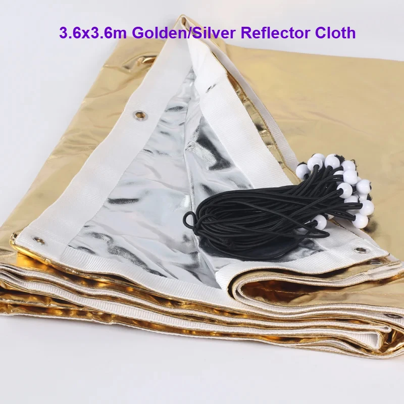 12'x12' 3.6x3.6m Golden/Silver Reflector Cloth Overhead Butterfly Frame for Film Video TV Photographic Backdrop
