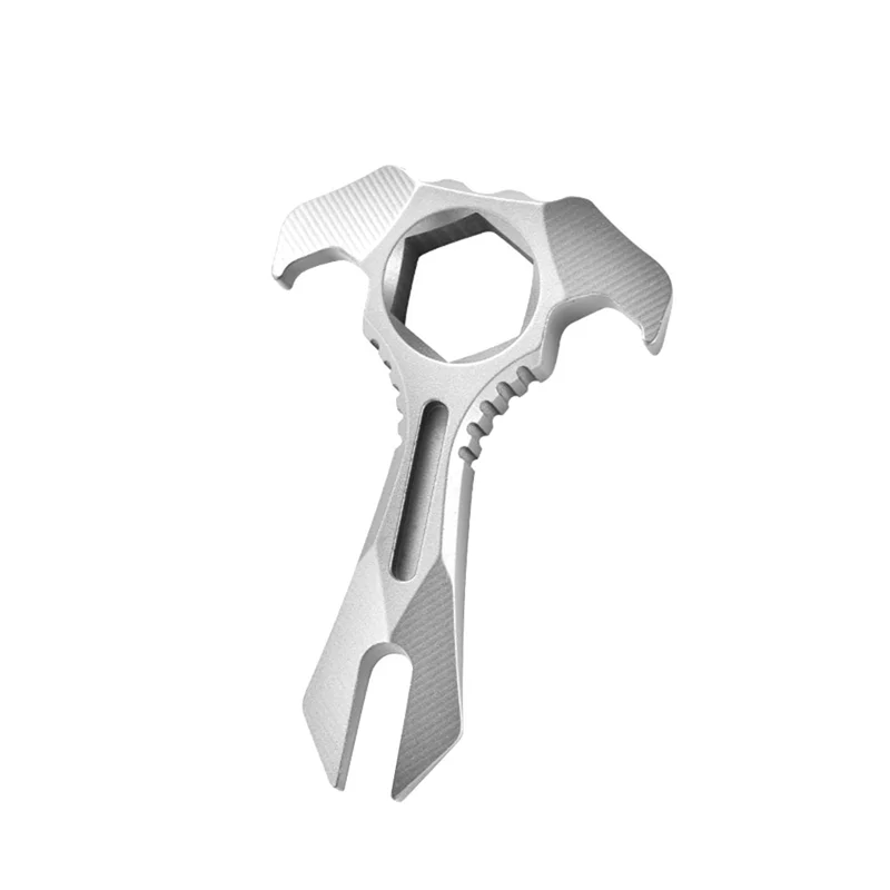 Moersleutel TC4 Titanium Legering Koevoet Sleutelhanger Open Levering Gadget Zelfverdediging Tool Met 2X13mm Groef