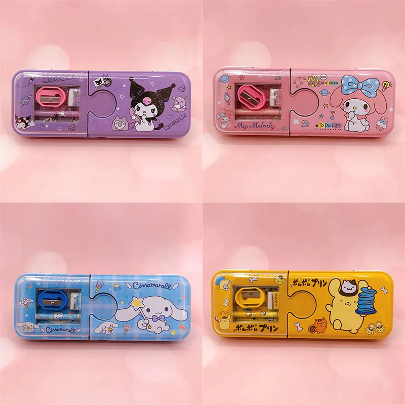 Kawaii Sanrios Anime Kuromi Multi Functional Student Stationery Box My Melody Children's Large Capacity Pencil Case Girl Gift