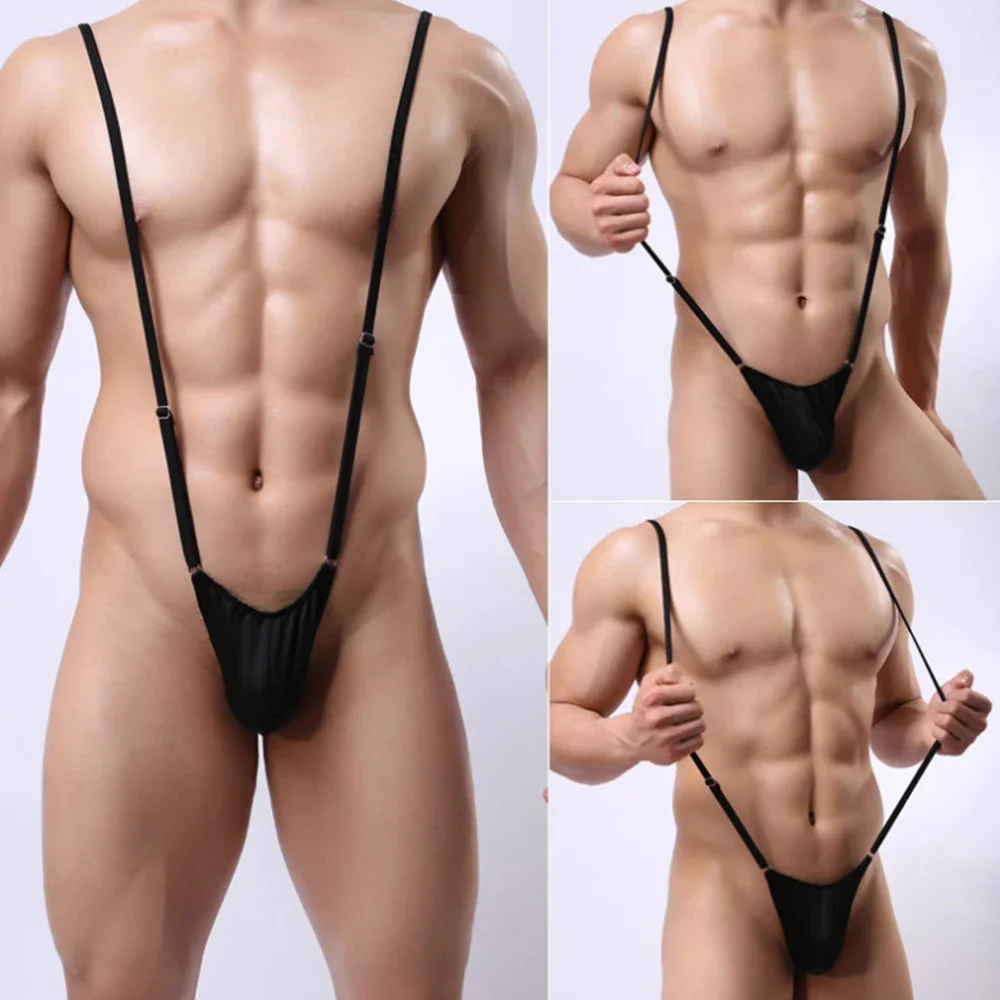 Men Sexy Suspender Bodysuit Backless Jumpsuits G-string Thongs Adjust Strap Underwear Male Leotard Teddies Erotic Lingerie