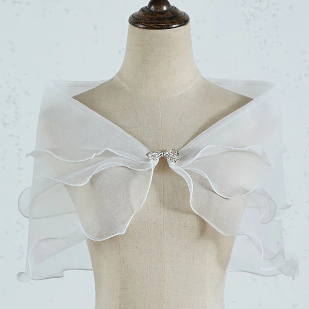 Ruffled Shoulder Off Mini Short Cape for Women Party Wedding