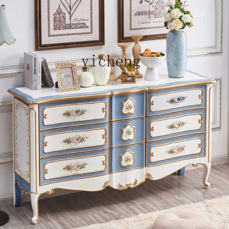 bedroom TV cabinet bedside locker French light luxury painted master bedroom solid wood storage cabinet