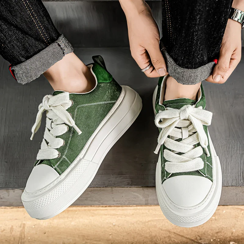 

Spring and Summer Hot New Canvas Rubber Soft-soled Flat Low-top Lace-up Casual Vulcanized Fashionable Walking Sneakers