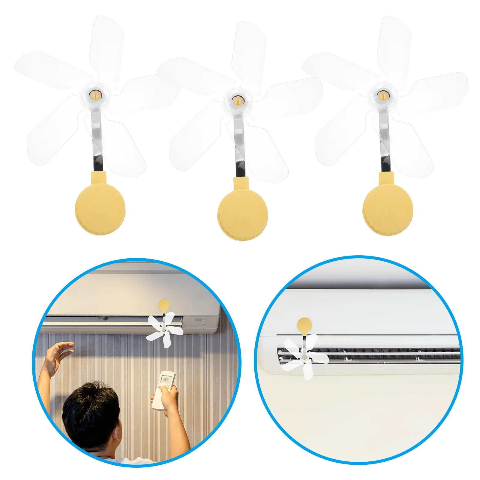 3 قطع من عاكس الرياح لمكيف الهواء: غطاء محول فتحة التهوية البلاستيكية القابل للتعديل لوحدات سقف الحائط باللون الأصفر المضاد للنفخ المباشر