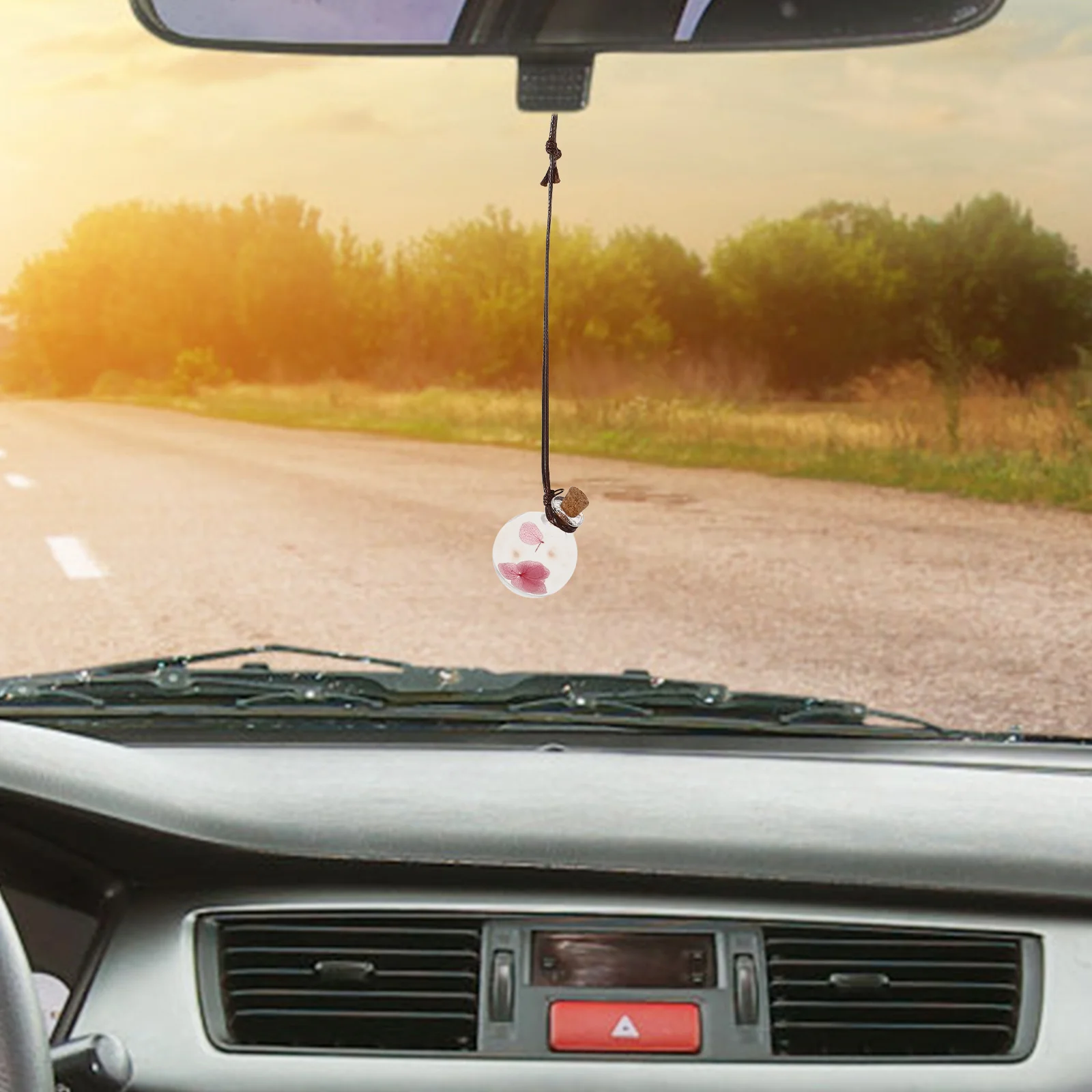 

2Pcs Glass Perfume Bottle Car Decoration Remove Peculiar Smell Purify Air Bottle Pendant Air Perfume