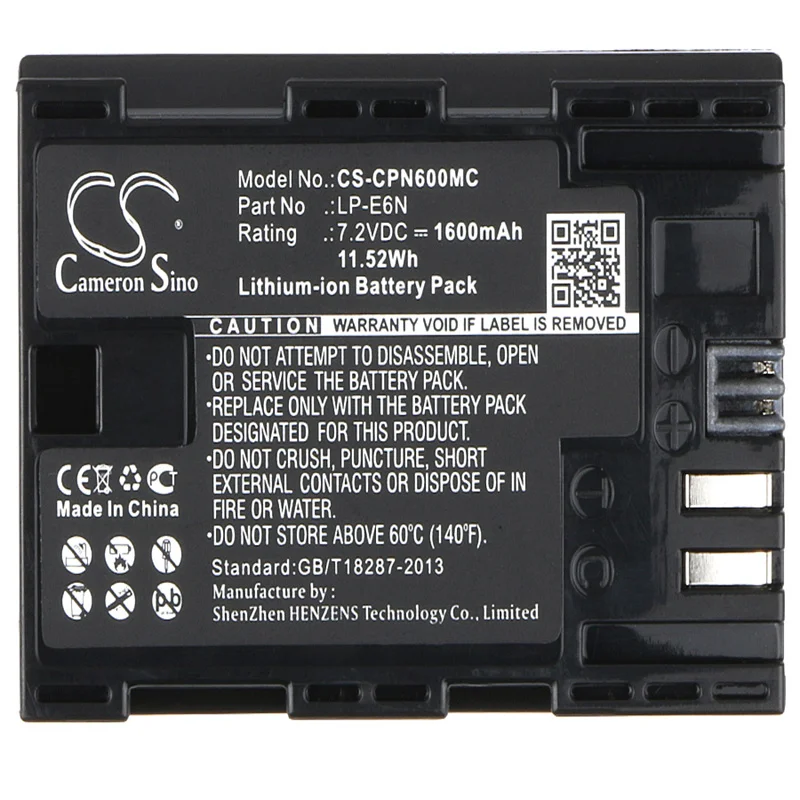 

Li-ion Camera Battery for Canon Tether Tools,7.4V,2000mAh,EOS 5D Mark II EOS 7D Mark II Air Direct,LP-E6 LP-E6N