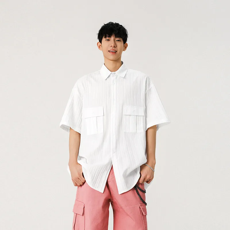 

GIOIOMen's Shirt，2025New Spring and Summer Solid Color Workwear Short Sleeve Shirt，Fashion CasualTT shirt