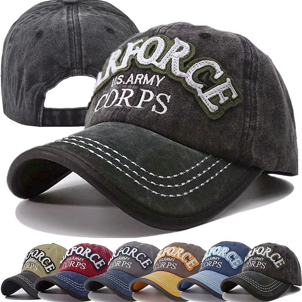 Heißer Verkauf Unisex Kappe U.S.ARMY Stickerei Vintage Leder Einfassung Baseball Kappe Männer Frauen Casual Outdoor Papa Hüte