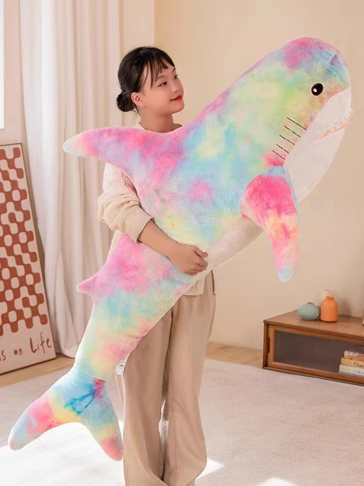 Juguete de peluche de tiburón gigante para niño y niña, almohada de lectura de Animal Speelgoed, cojín suave, regalo de muñeca, 140cm