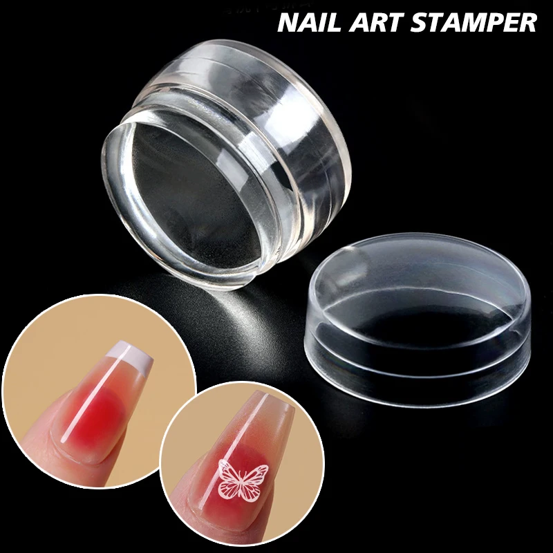 Transparent Nail Stamper with Scraper Silicone Jelly Head Stamp French Nails Printing Nail Art Plate DIY Design Manicure Tools