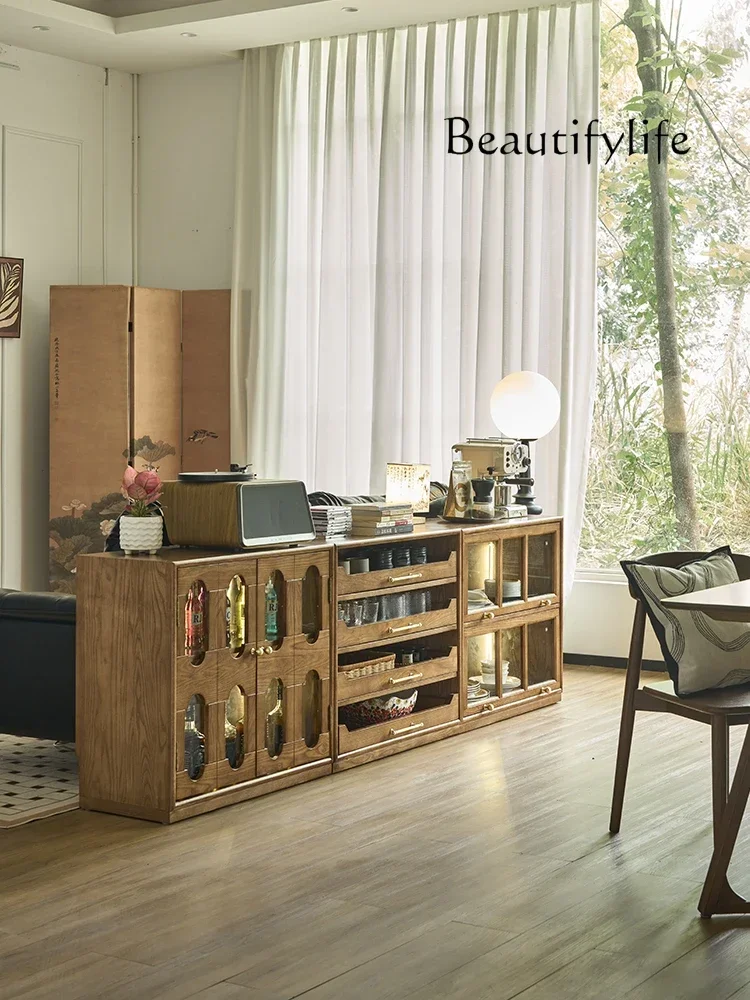 BJ BX French Retro Living Room Module Combination Cabinet Solid Wood Bookcase Living Room Display TV Cabinet Ancient Style