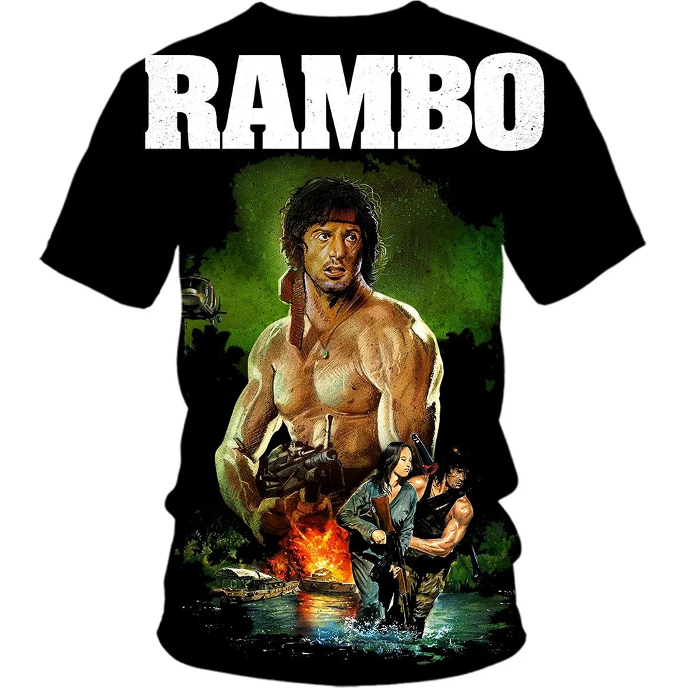 

Спортивная быстросохнущая дышащая мужская футболка RAMBO, классический фильм с 3D принтом, летний уличный повседневный модный топ с короткими рукавами