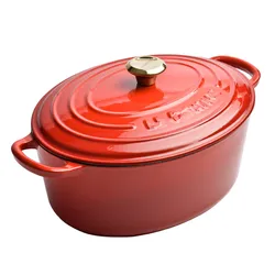 28cm Enameled Cast Iron Oval Dutch Oven for Braising Broiling Bread Baking 5L Saucepan Kitchen Utensil Cast Iron Casserole Dish