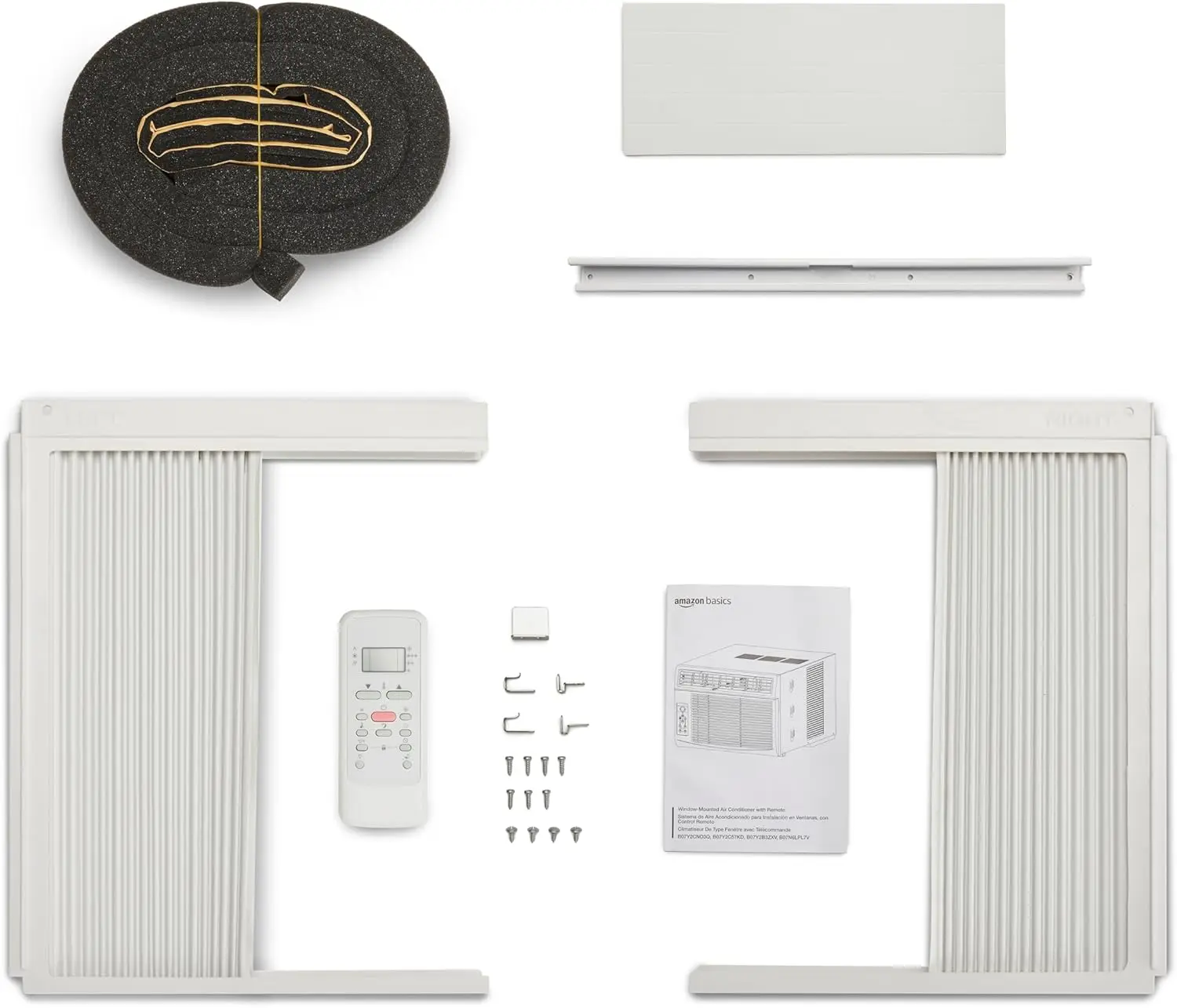 مكيف هواء نافذة أساسيات، 6000 وحدة حرارية بريطانية، يبرد حتى 250 قدم مربع. قدم، وحدة تيار متردد بيضاء، جهاز تحكم عن بعد