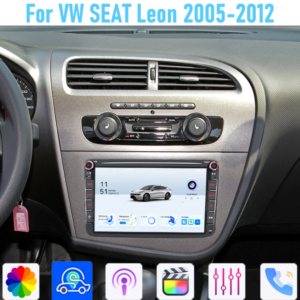 

8" For VW SEAT Leon 2005-2012 Car Stereo Radio Carplay Android Auto Head Unit WIFI BT GPS Navi Reversing Image Multimedia Player
