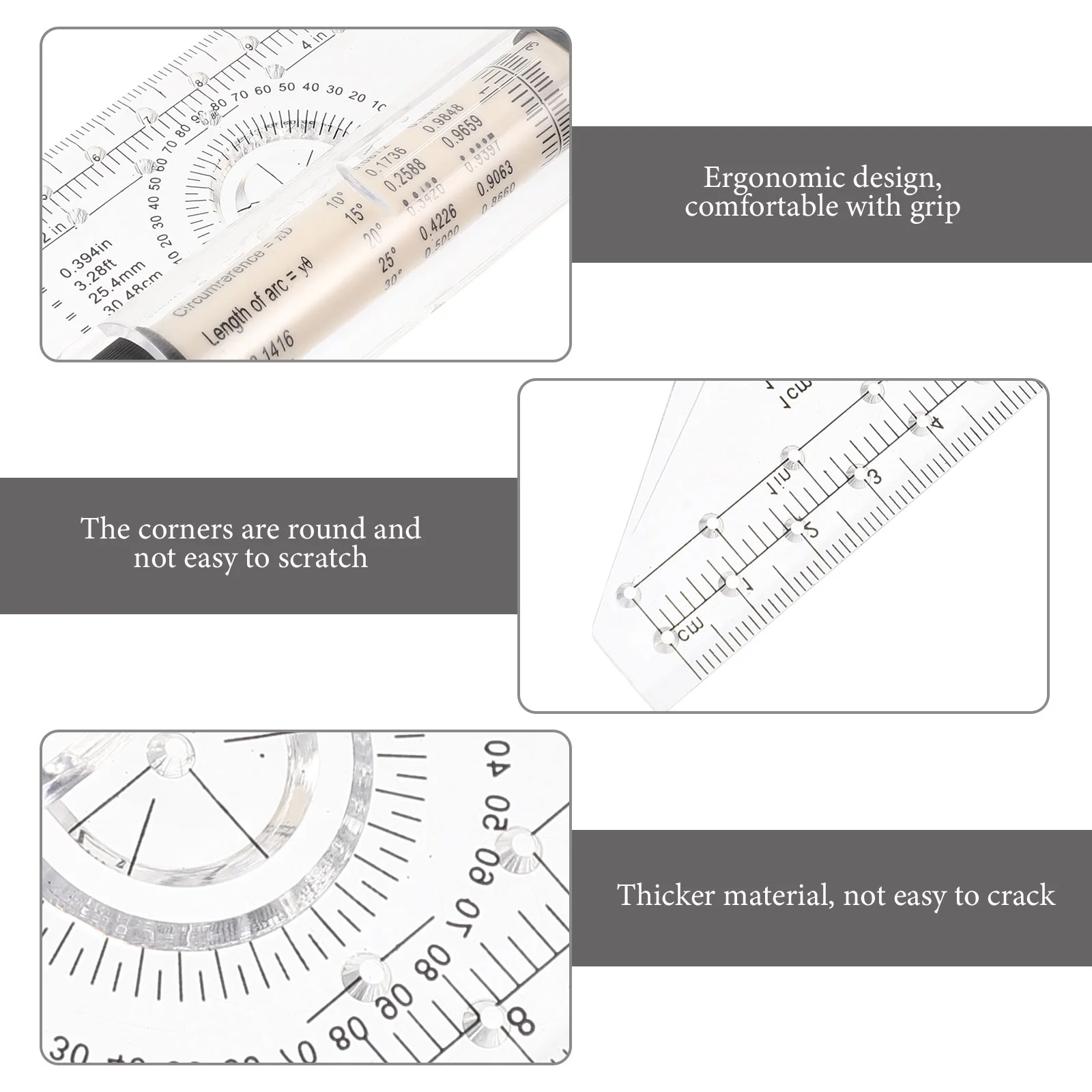 Balance Ruler Rollers Rolling Tool Plastic Measuring Portable Parallel Drawing Multi-purpose for Design Student