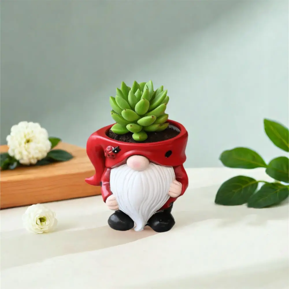 

Керамический рождественский горшок-фигурка эльфа, изысканный мультяшный гидропонный цветочный горшок, очаровательный горшок для суккулентов в гостиную