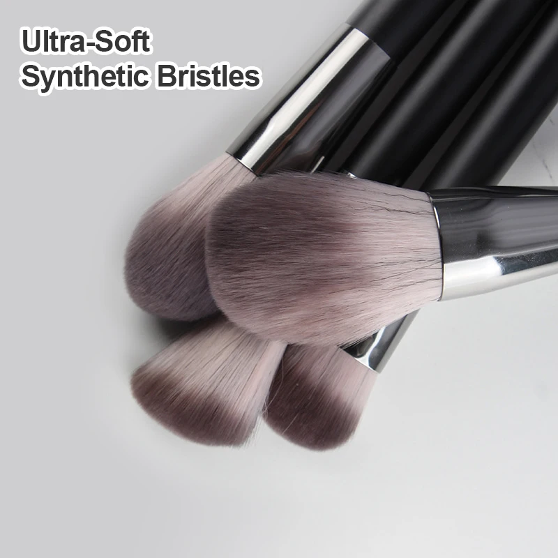 14本入りブラックメイクブラシセットプロフェッショナル木製ハンドルメイクブラシセット、超ソフト合成毛フルコスメティックツール