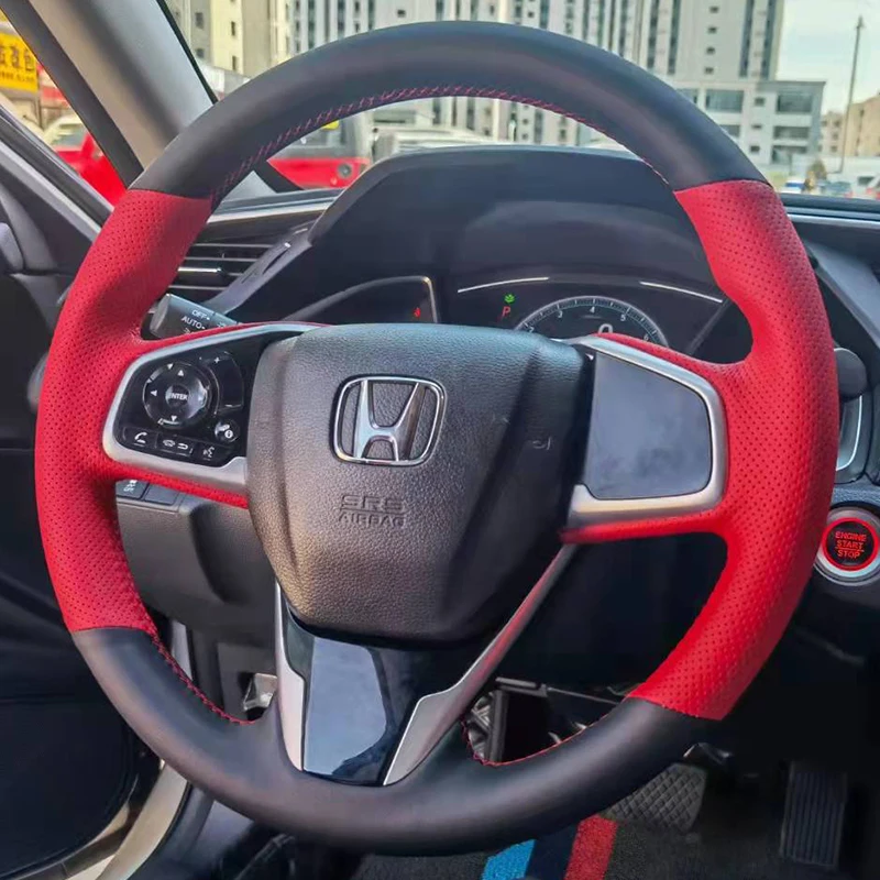 hand stitched genuine Leather Sports style Car Steering Wheel Cover For Honda Civic 10 2016-2021 CR-V Clarity 2018-2021