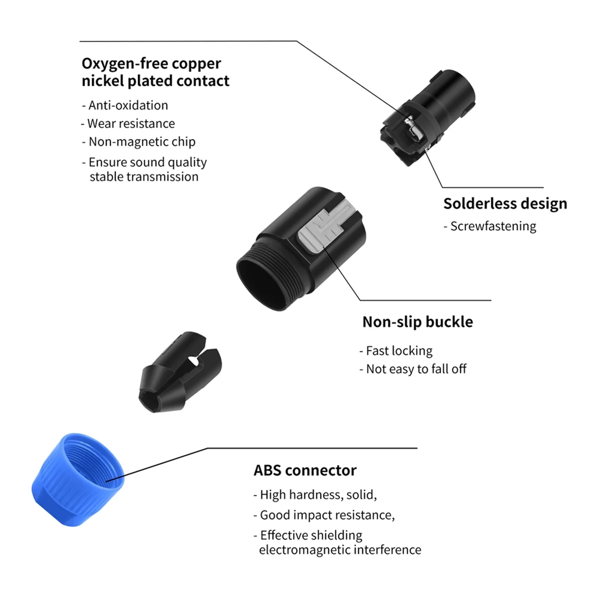 A003 10 قطعة 4Pin NL4FC موصل مكبر الصوت أوم التوصيل المتكلم الصوت مهائي كابلات تويست قفل 4Pin مكبر الصوت أنثى جاك الملحقات ، B