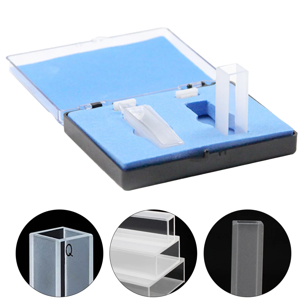 2PCS Quartz Cuvette Cells With Lid 5-50mm Path Length For Spectrophotometer Lab Laboratory Infrared Spectroscopy Instruments