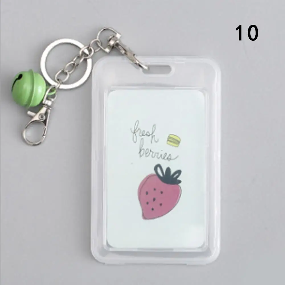1Pc Kawaii Card Cover With Keyring Chain Card Case Bank Credit Card Holder Plastic Cute Cartoon Student ID Bus Card Pass Holder