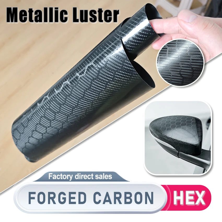 Car Stickers Metallic HEX Forged Carbon Fiber Vinyl Wrap Film Auto Body Film Self Adhesive Carbon Fiber Sticker Car Accessories