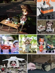 Doll House Miniature Camping Gear Bjd Blythe Soldier Miniature Folding Chair Egg Roll Table Camper Van Camping Tent