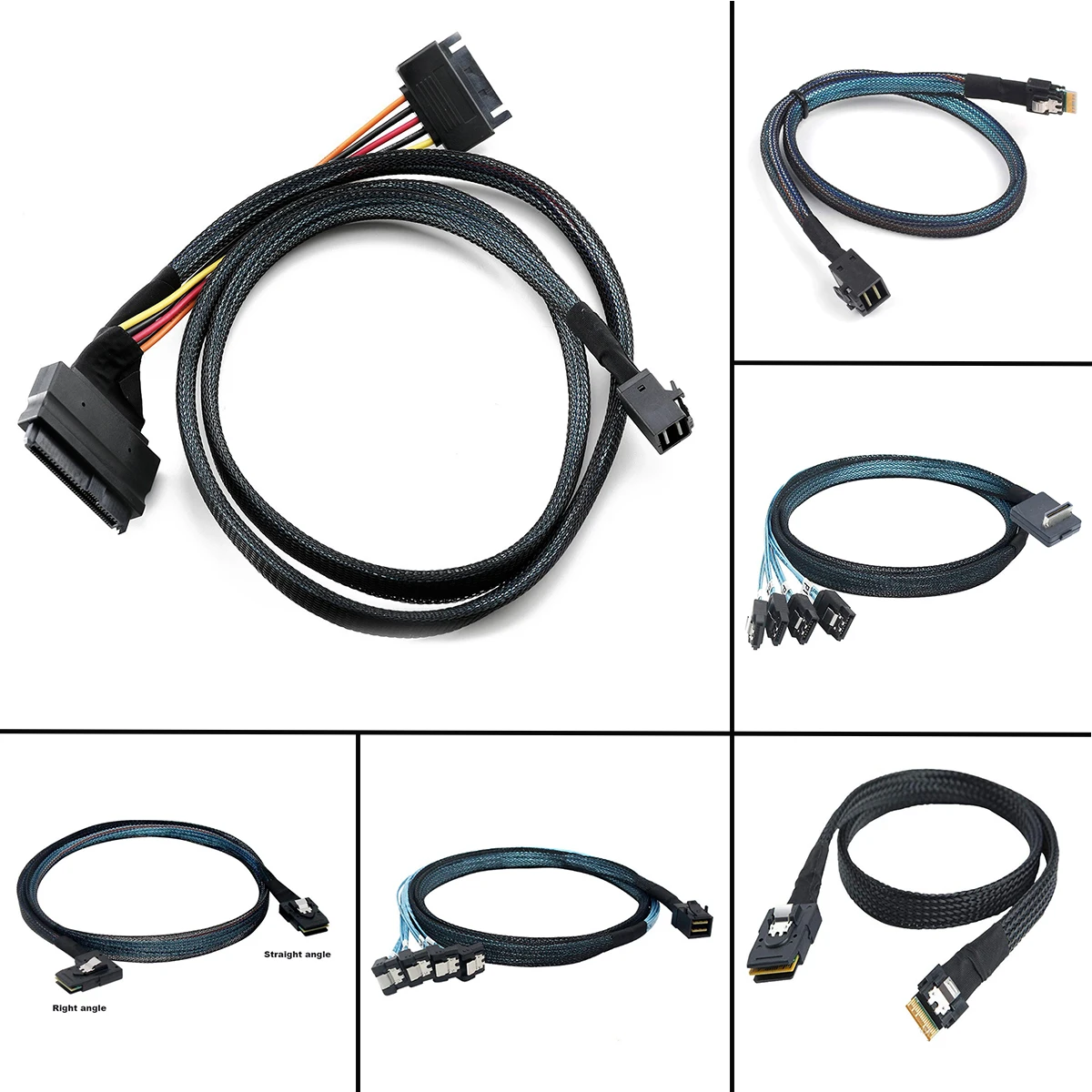 JavicTech PCI-Express Slimline SAS 4.0 SFF-8654 4i 38pin Host to HD Mini SAS 4i SFF-8643 36pin Target Cable 50cm