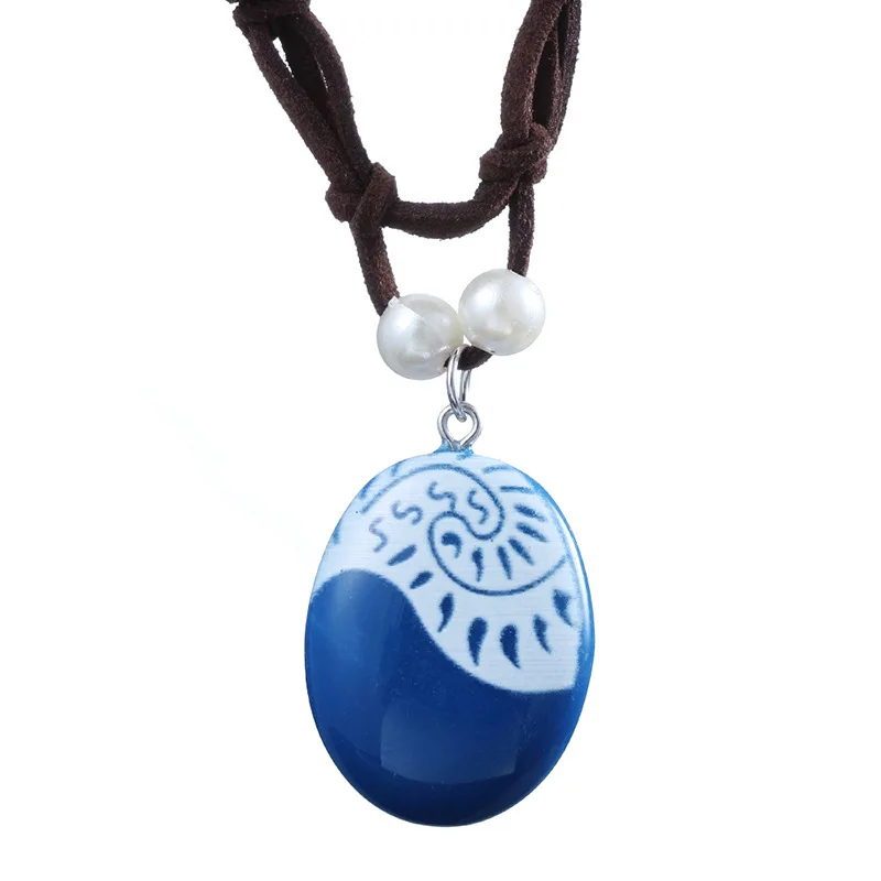 1pcs Anime Movie Princess Moana Necklace Cosplay Handmade Braided Leather Rope Necklace for Women Girl Jewelry Prop Accessories