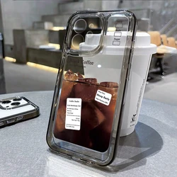 Ice Coffee Label Phone Case For iPhone 11 Case iPhone 14 Pro Max 12 13 16 15 Pro X XR XS Max 7 8 Plus SE 2020 Shockproof Cover