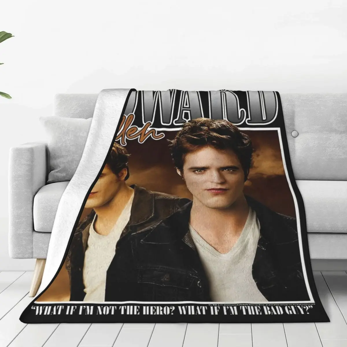 Edward Cullen Retro 90 Twilight Movie Fleece Blanket Robert Pattinson Throw Blankets for Bed Sofa Couch 125*100cm Bedspread