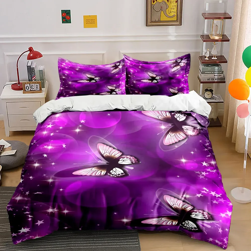 

"Butterfly Design Three-Piece Set" Multiple sizes kid's and adults' bedroom Exquisite 3PC bedding set, gift