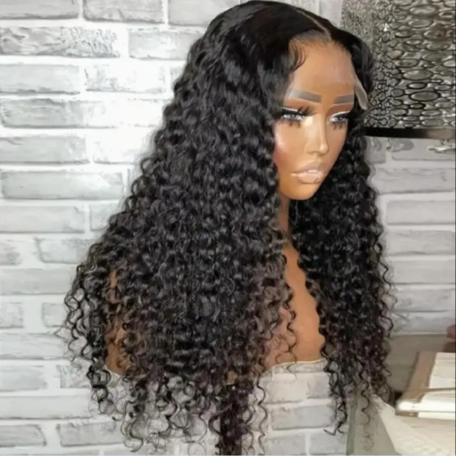 Kinky Curly Lace Front Wig para Mulheres, Natural Preto, Macio, Glueless, Lace Front, Cabelo do bebê, Preplucked, Diário, Cosplay, 26 