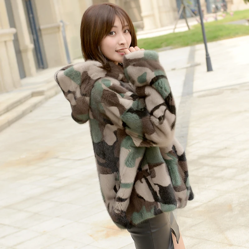 

fur coat overall jacket Mink long fur 2023 women's clothing outerwear jacket coats winter new hooded fashion camouflage