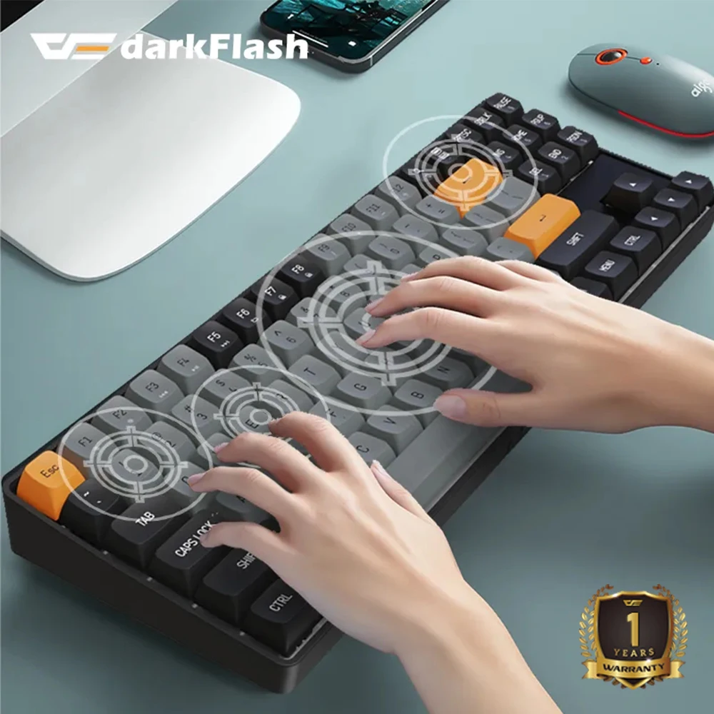 Darkflash GD89 Mechanical Keyboard 89 Keys USB Type-C Wired and 2.4 Wireless Red Switch Keboards for PC Computer and Laptop