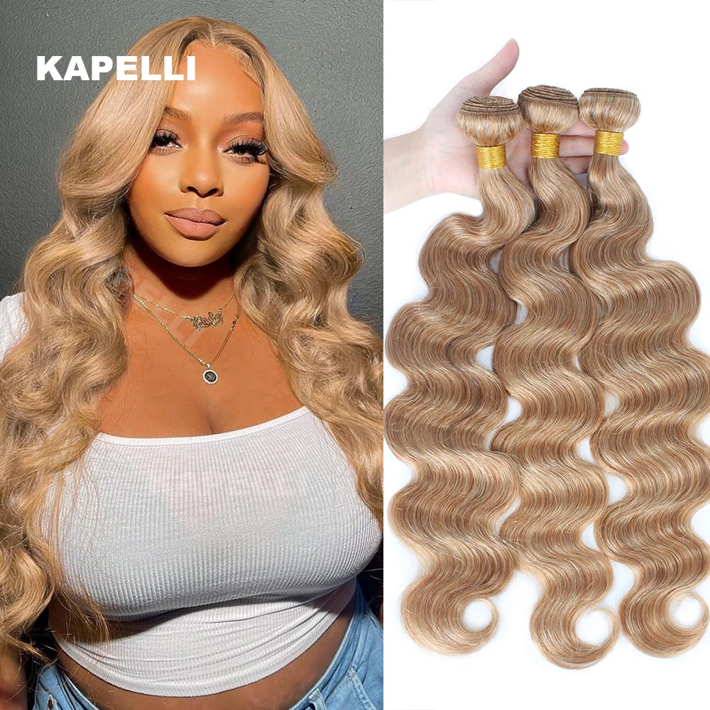Blond pasma ludzkich włosów typu Body Wave 27 kolorowych wiązek ludzkich włosów 1/3/4 oferty pakietów Tissage doczepy z ludzkich włosów Remy surowe włosy