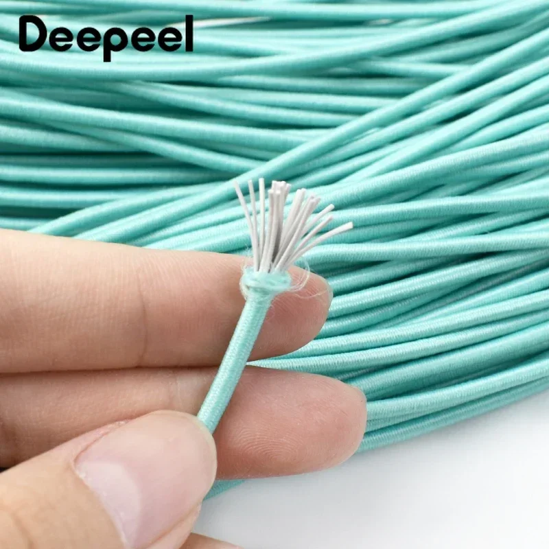 10/20/50M Deepeel 2.5mm Colorful Elastic Rope Polyester Round Rubber Elastics Cord Shoes Hair Band Ribbon DIY Sewing Accessories