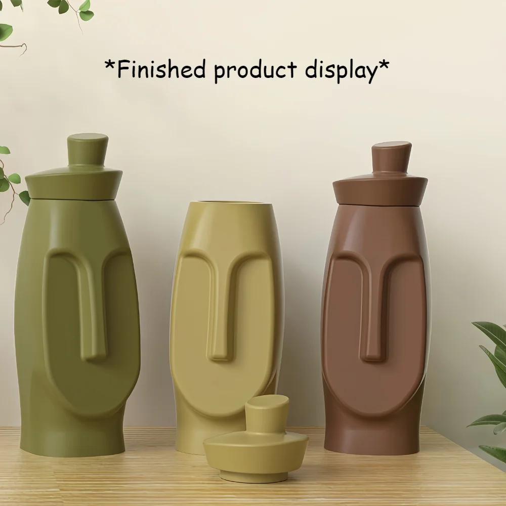Creative Geometric Face Silicone Mold 2-in-1 Vase Storage Jar DIY Resin Gypsum Aroma Ornament Mold Flexible Easy Release Handmade