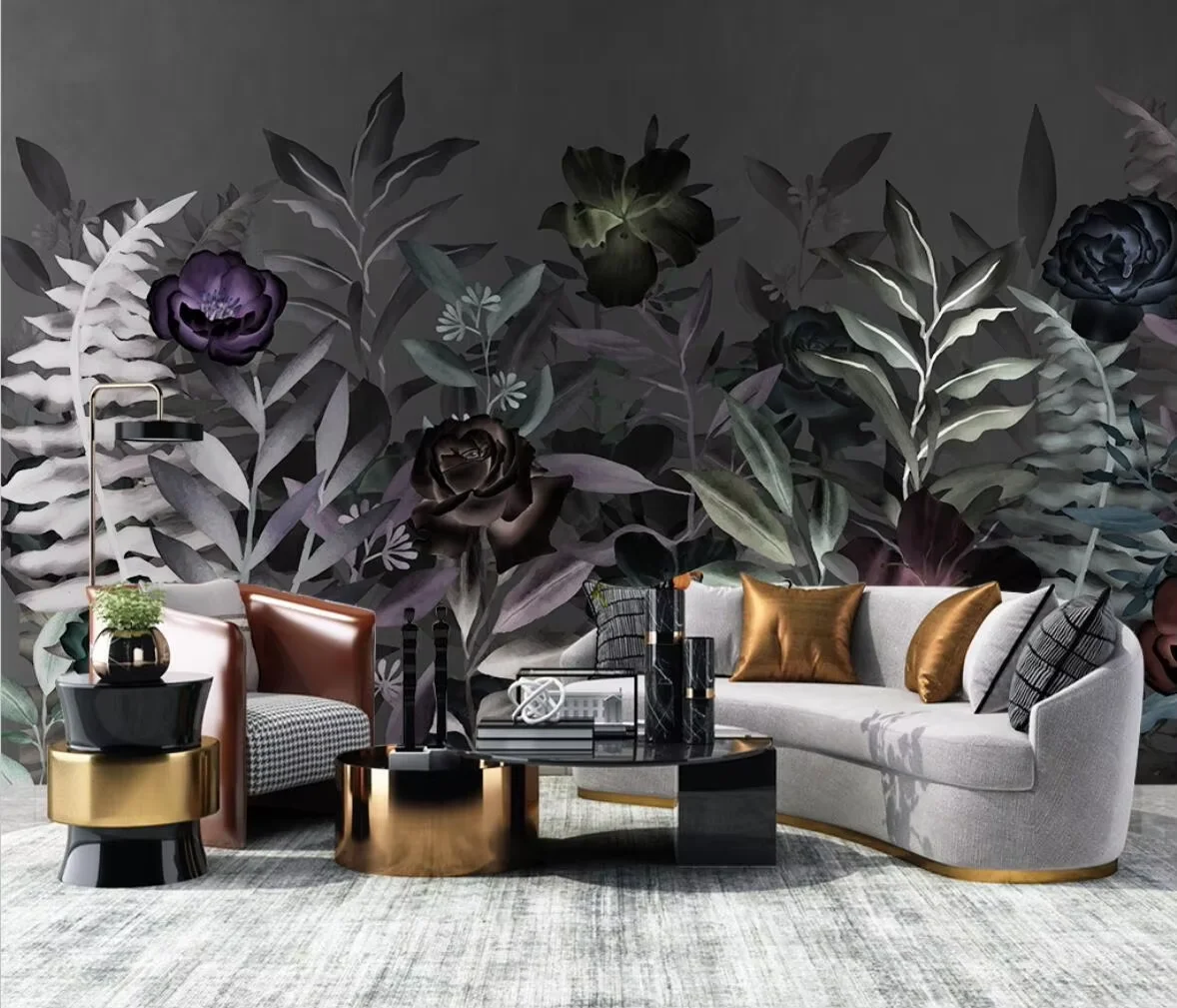 Custom simple plants flowers Mural Wallpaper Modern Living Room Bedroom Home Decor Mural wall paper Papel De Parede