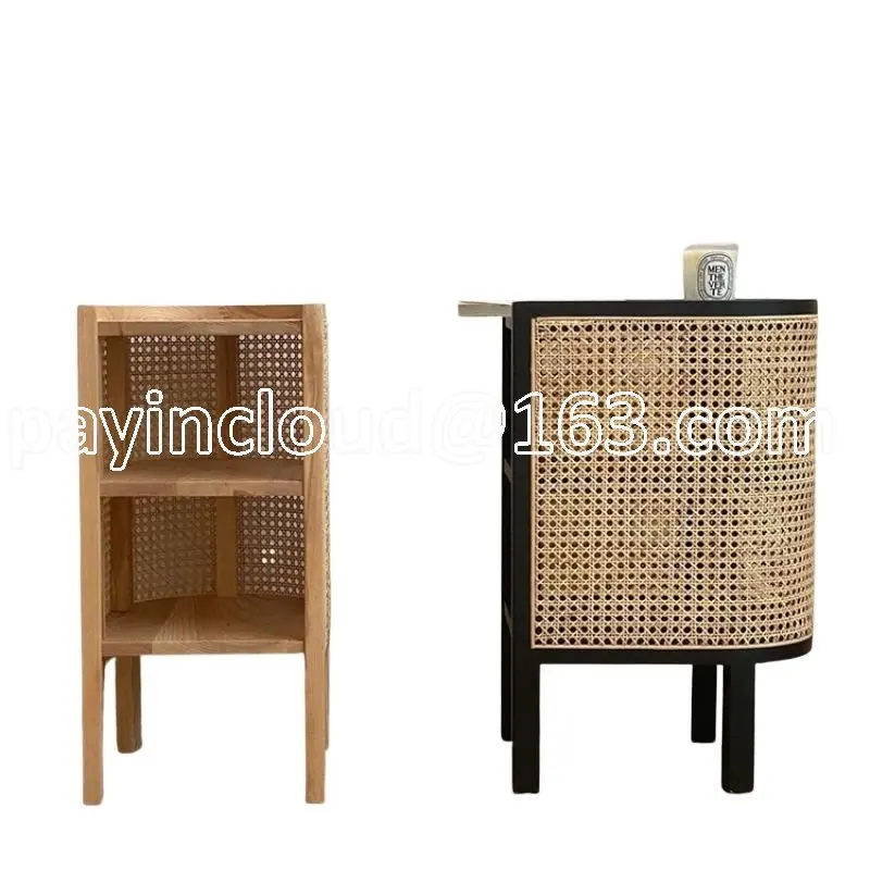 Bedside Table Nightstands Shelves Muebles Bedroom Furniture YY50BT Vintage Bedside Table Nightstands Rattan Wood Tea Coffee