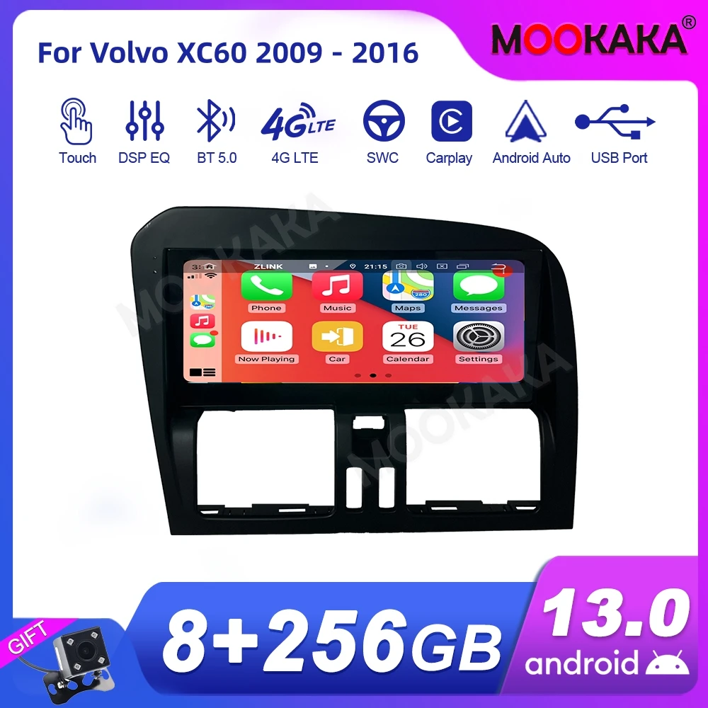 

For Volvo XC60 2009 - 2016 Car Radio Multimedia Player Wireless Carplay Android Auto Autoradio Stereo GPS Navigation WiFi 4G BT