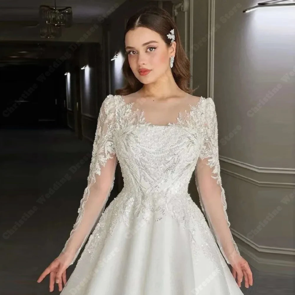 Glitte Vestidos De novia De gasa para mujer, Vestidos De novia elegantes y encantadores, Vestidos De encaje De manga larga, Vestidos De princesa, Vestidos De novia largos