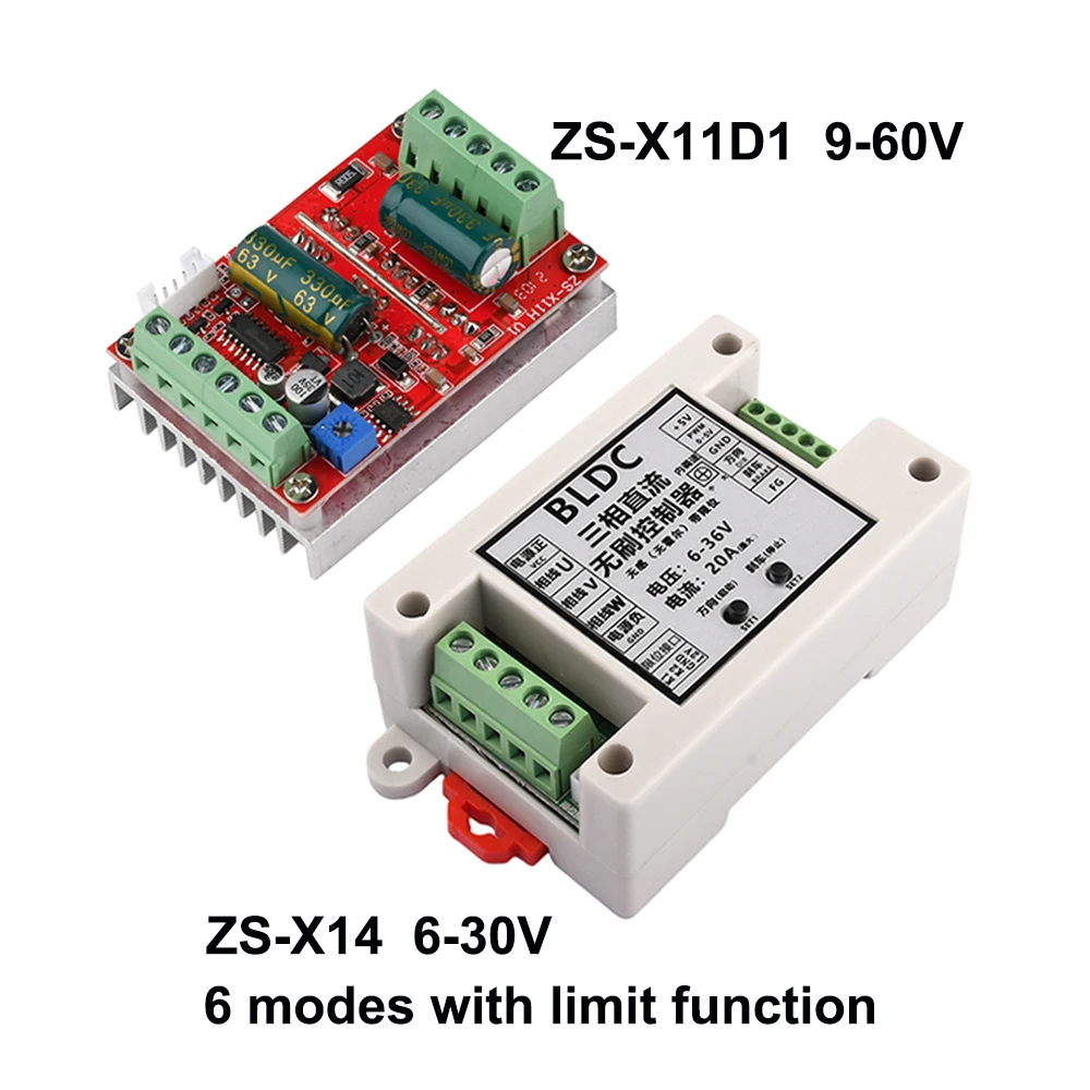 BLDC Three Phase DC Brushless Motor Controller DC 6-60V 400W PWM Hall Motor Control Driver Board With Forward/Reverse/Brake